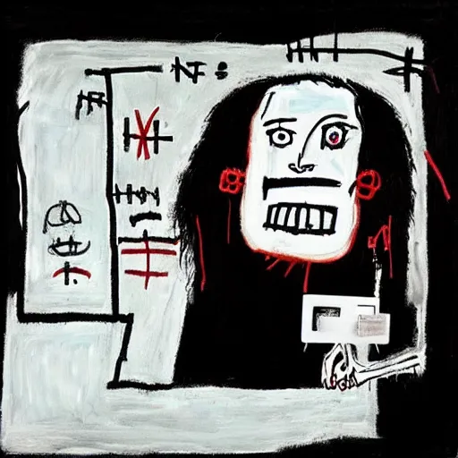 Image similar to “pig, emo pathologist woman taking blood sample, by Jean-Michel Basquiat”