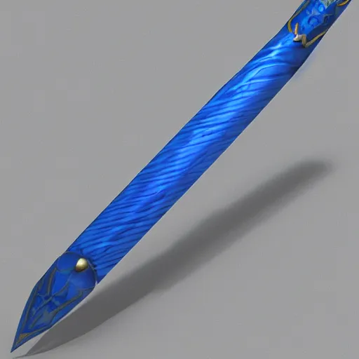 Image similar to arabian saber, object, aerial view, blue edge, curved blade, obsidian metal, artstation, intricate