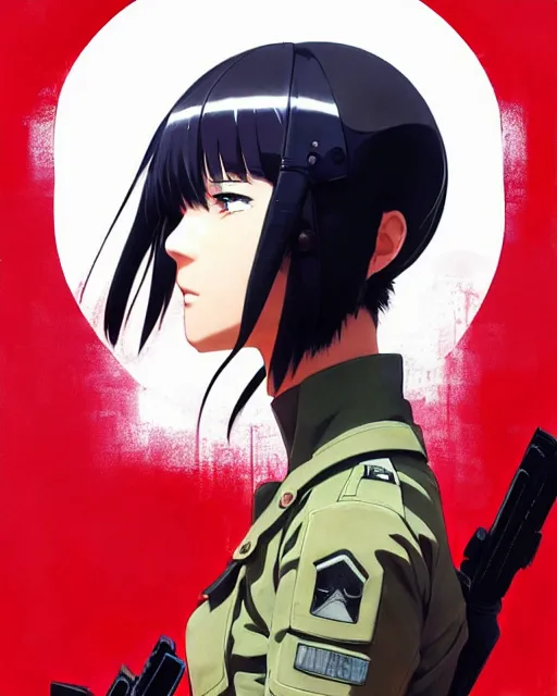 Image similar to soldier in riot gear | very very anime!!!, fine - face, audrey plaza, realistic shaded perfect face, fine details. anime. realistic shaded lighting poster by ilya kuvshinov katsuhiro otomo ghost - in - the - shell, magali villeneuve, artgerm, jeremy lipkin and michael garmash and rob rey