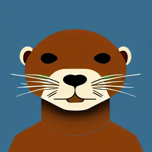 Image similar to an otter in dress, avatar image, digital art, minimalism