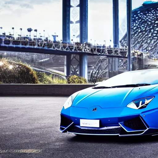 Prompt: blue lamborghini