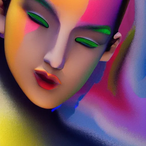 Image similar to smooth gradient background; painting of a face by Kandinsky, Artgerm, Anton Pieck with smooth gradients; 3d unreal engine, 4k 3d render,