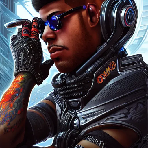 Image similar to the offspring of drake and bonjovi, being a great, loveable guy, sci - fi, gritty, shadowrun splash art, art by artgerm, intricately detailed, highly detailed, trending on artstation, 4 k, wallpaper - 1 0 2 4