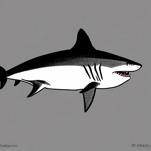 Image similar to shark portrait, monocle eye, illustration