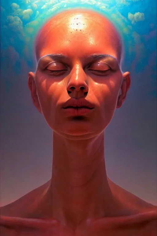 Image similar to hyperrealistic close-up baroque psychedelic!! organic alien!! in another dimension highly detailed concept art eric zener elson peter cinematic hard rainbow lighting high angle hd 8k sharp shallow depth of field, inspired by Zdzisław Beksiński