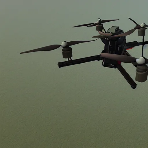 Prompt: brutalist military quadcopter