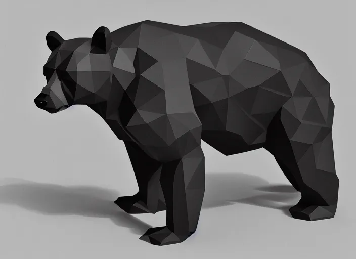Image similar to low polygon render of a bear, on a white background, isometric 3 d, ultra hd