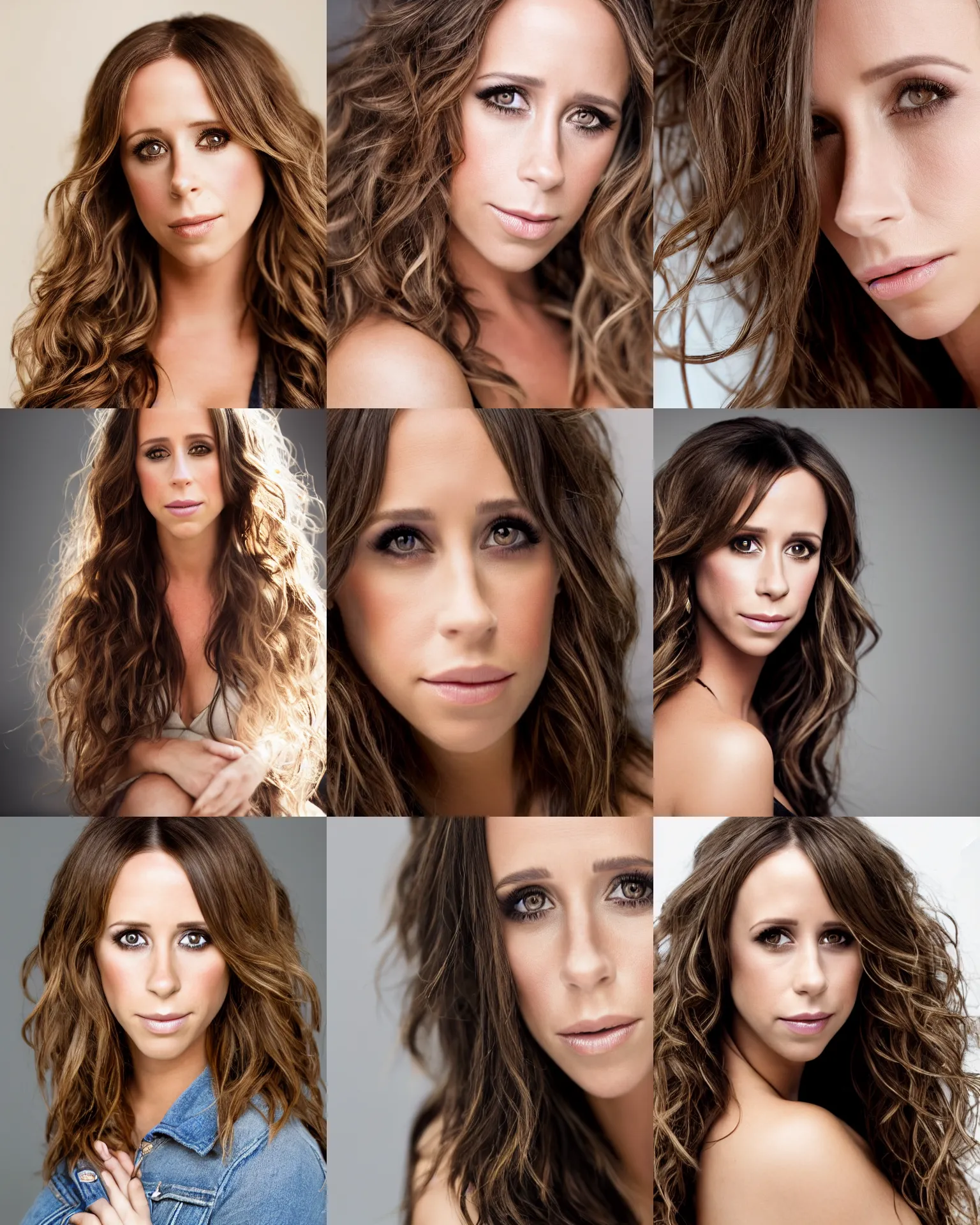 Prompt: beautiful closeup portrait of jennifer love hewitt, 2 4 years old, studio photography, soft light, wavy hair 8 5 mm f / 1. 4