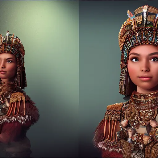 Image similar to portrait of wonderful incan princess zia with tanned skin, ornate 8 k gorgeous intricate detailed, accent lighting, dramatic light, octane render