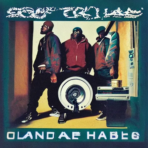 Prompt: oldschool hiphop album cover