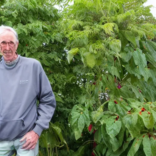 Image similar to older, tall, male falling from a greenhouse with a bulging knee