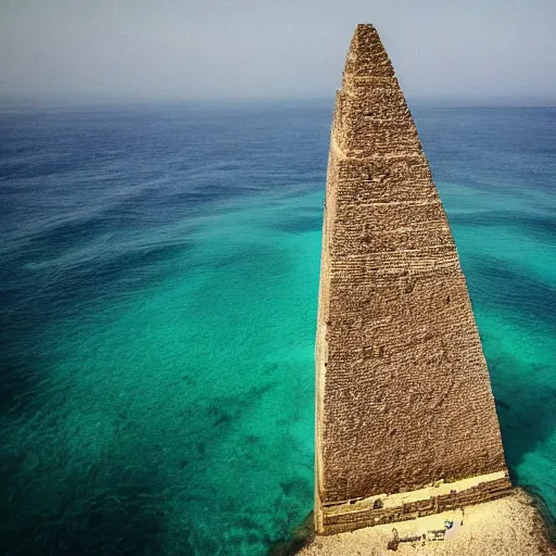 Image similar to ancient pyramid in the middle of the sea