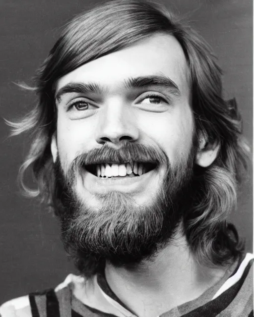 Image similar to a portrait of a 1 9 6 0 s hippie looking like pewdiepie