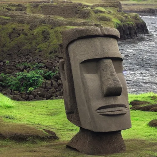 Prompt: rapa nui moai by studio ghibli