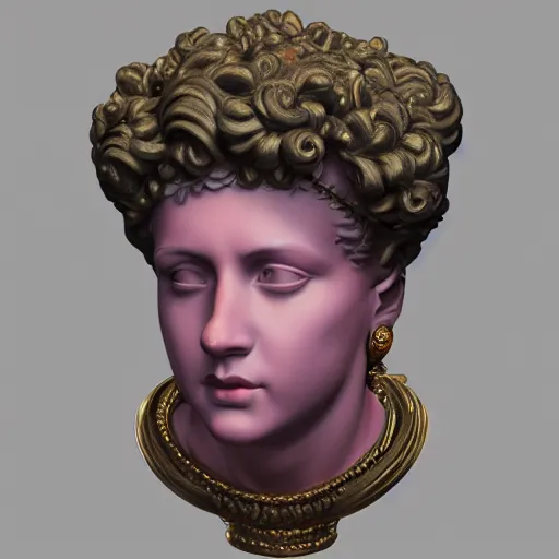 Prompt: baroque vaporwave statue bust, trending on art station, 4k UHD, 8k, painting illustration, high detail