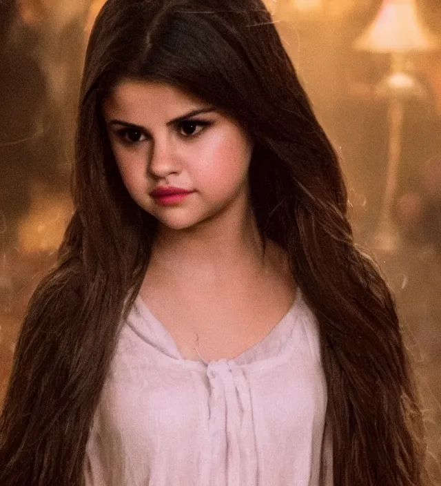 Prompt: selena gomez in harry potter, movie still frame, hd, remastered, detailed, cinematic lighting