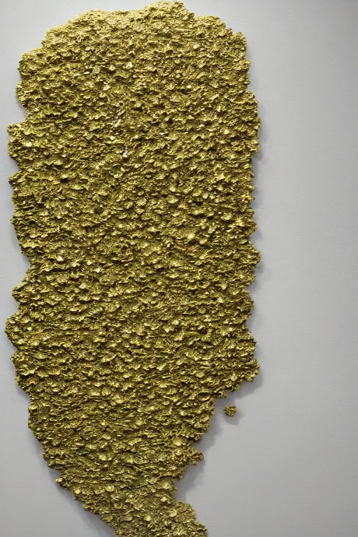 Image similar to ! dream gold abstract blob shapes and flowers by daniel arsham on a white background