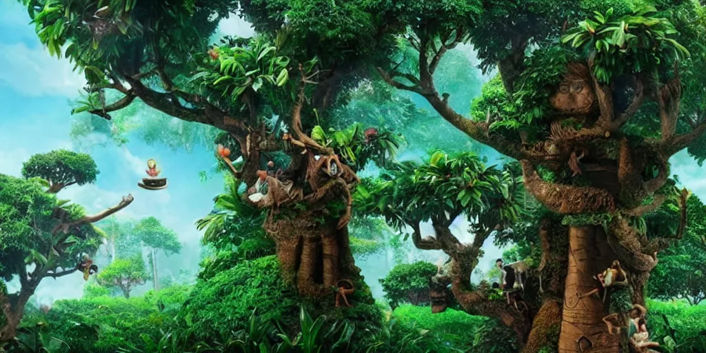 Prompt: of the coco tree ( of the coco tree ),, silly, highly detailed vfx, cinematic, volumetric lighting,