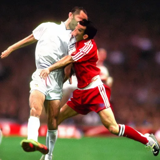 Prompt: ryan giggs, header, headbutt, zidane headbutt