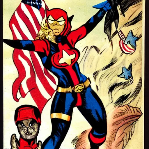 Image similar to cat as american captain by marvel comics