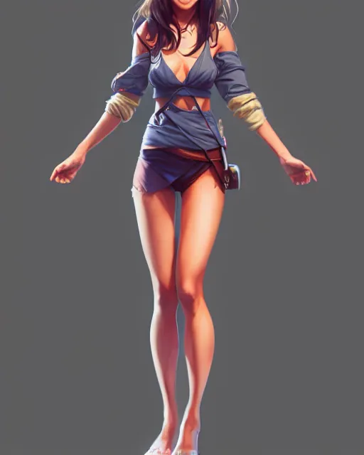 Image similar to full body character concept art of jamie chung | | distinct - fine, key visual, realistic shaded perfect face, fine details by stanley artgerm lau, wlop, rossdraws, james jean, andrei riabovitchev, marc simonetti, sakimichan, and jakub rebelka, trending on artstation