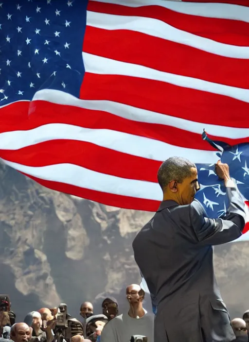 Prompt: Barack Obama capturing the flag in Facing Worlds, Unreal Tournament, 4k