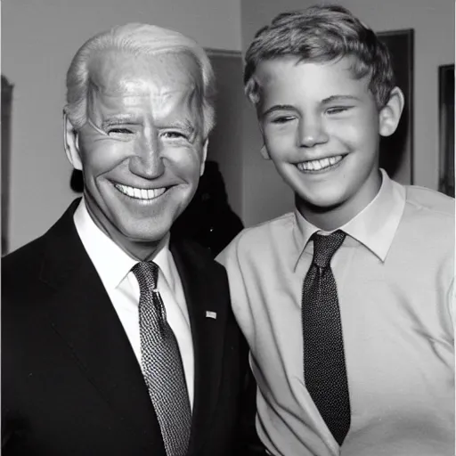 Image similar to A photo of joe biden teams up with a teenage joe biden, perfect faces, 50 mm, award winning photography