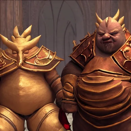 Image similar to ornstein and smough in the backrooms