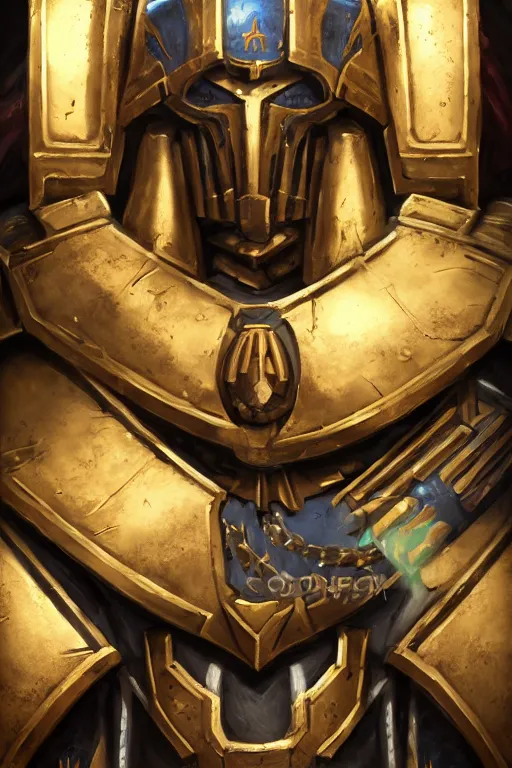 Image similar to armor portrait heros warhammer 4 0 k horus heresy fanart - the primarchs emperor by johannes helgeson animated with vfx concept artist & illustrator global illumination ray tracing hdr fanart arstation zbrush central hardmesh 8 k octane renderer comics stylized