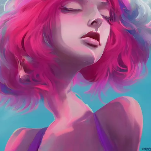 Image similar to the cotton candy kiss of transcendental bliss, 🍭🍬 in the style of pascal blanche from artstation, digital art