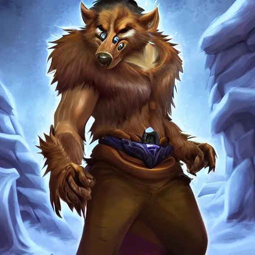 Prompt: a portrait of a man turning into a 1% partial werewolf, fantasy digital art, in the style of hearthstone artwork