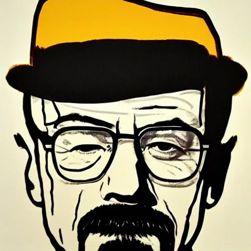 Image similar to walter white painted by andy warhol