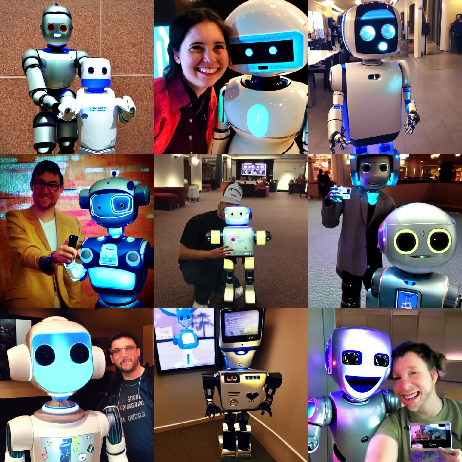 Prompt: <photo hd crisp location='las vegas, nv' year=2025><robot friendly cute adorable desires='hug'>selfie with a robot i found</robot></photo>