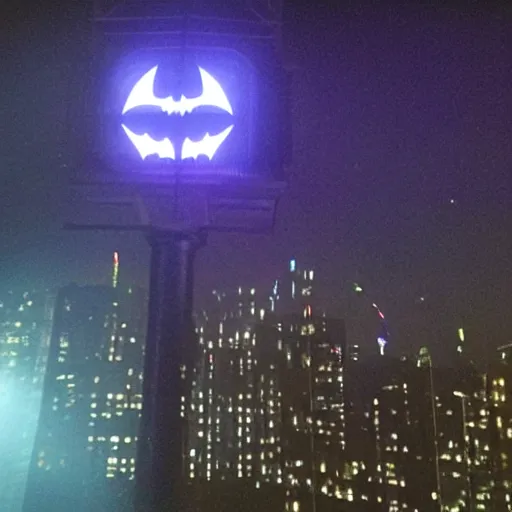 Image similar to the bat signal spotlight over smoggy Gotham City, but the projection has been changed as a prank