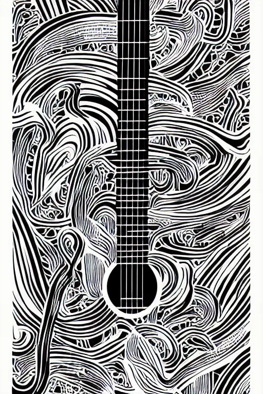 Prompt: minimalist boho style art of a guitar, illustration, vector art