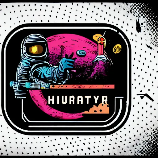 Image similar to in the style of max prentis and deathburger and laurie greasley a logo of astronaut, highly detailed, colourful, 8k wallpaper