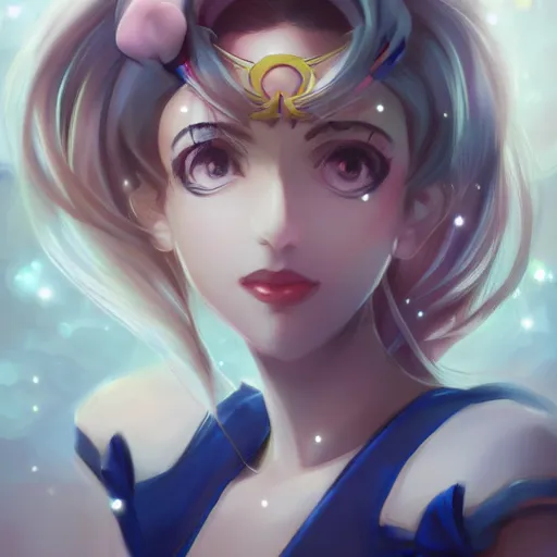 Image similar to Sailor Moon art Portrait, trending on artstation, drawn by WLOP