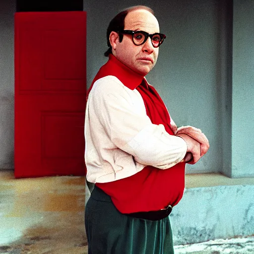 Image similar to colored photo of george costanza as in red communist clothing, 1 9 7 5 photo, 3 5 mm film, by steve mccurry