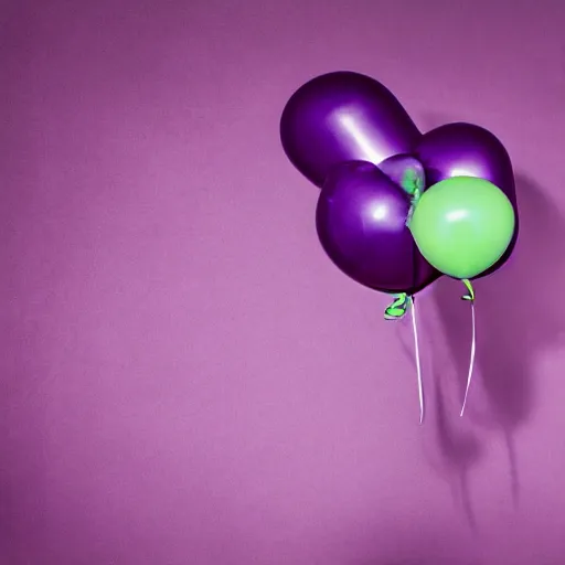 Image similar to a high resolution photograph of a purple balloon animal of a dog