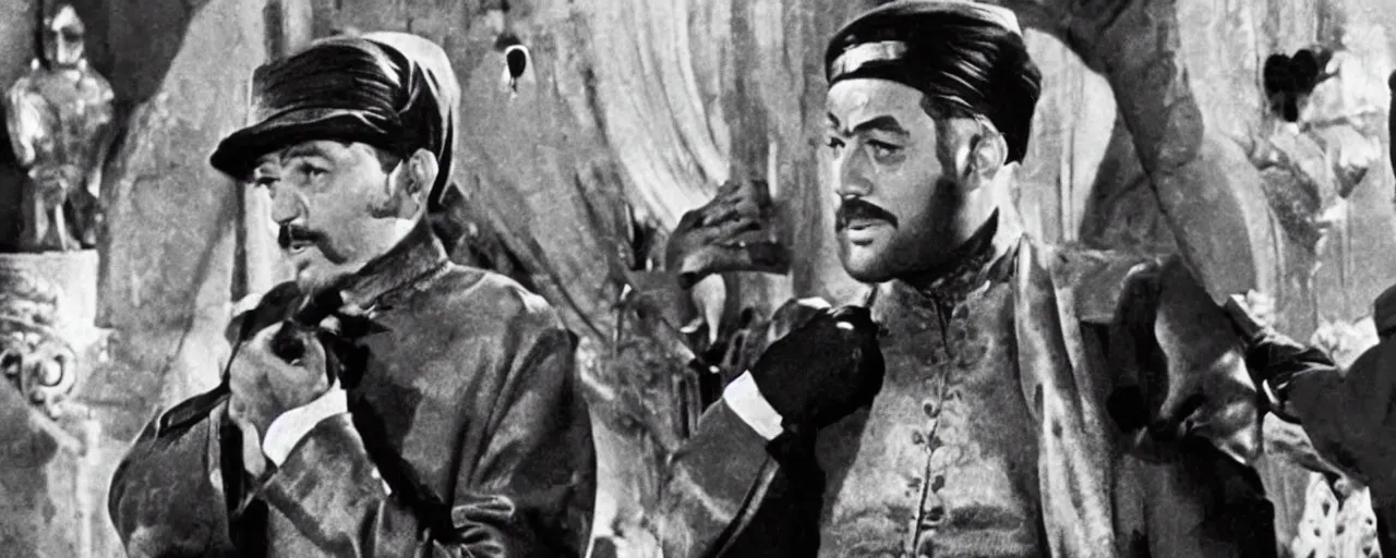 Image similar to the jewel thief, scene in the film Topkapi (1964)