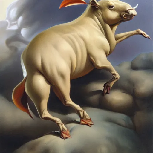 Image similar to monstrous tapir by boris vallejo, sharp, intricate, highly detailed