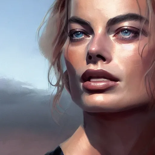 Image similar to portrait of margot robbie,digital art,photorealistoc,art by greg rutkowski,hyperdetailed,western comic style,comic,comic style,sharp lineart,professional lighting,deviantart,artstation,trevor henderson,rossdtaws,cinematic,dramatic