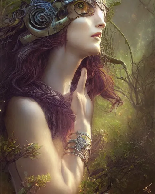 Image similar to dryad, stern like athena, a singer, portrait, magic the gathering art, studio lighting by jessica rossier and brian froud and gaston bussiere
