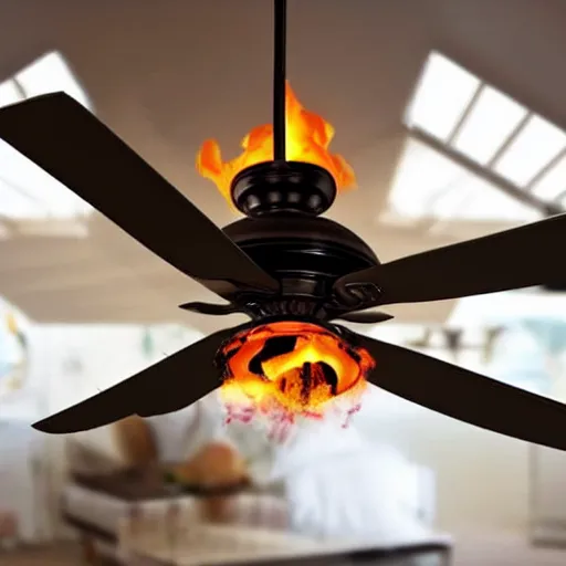 Image similar to a ceiling fan spinning on fire