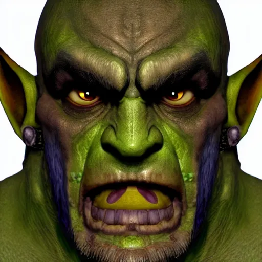 Image similar to warcraft 3 orc peon, kubrick stare, unsettling, photorealistic