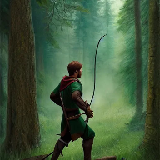 Anime depiction of robin hood with saxon armor and long bow