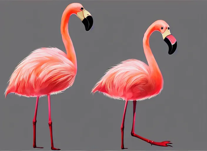 Image similar to award - winning detailed concept art of a cute iconic anthropomorphic flamingo character wearing a sweater. art by wlop on bcy. net, realistic. detailed feathers, art by cheng yi. artstationhd, artgerm, 3 dcg, pixar zootopia. 3 d rendering, high quality model sheet, donald. model sheet detailed