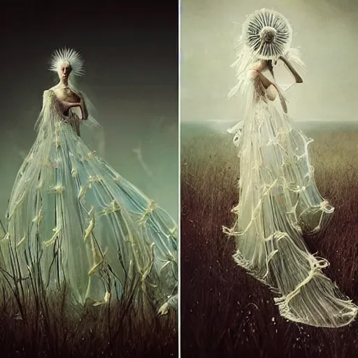 Image similar to a luminous armor made of jelly fishes. soft. fragile. by ray caesar. by louise dahl - wolfe. by andrea kowch. surreal photography