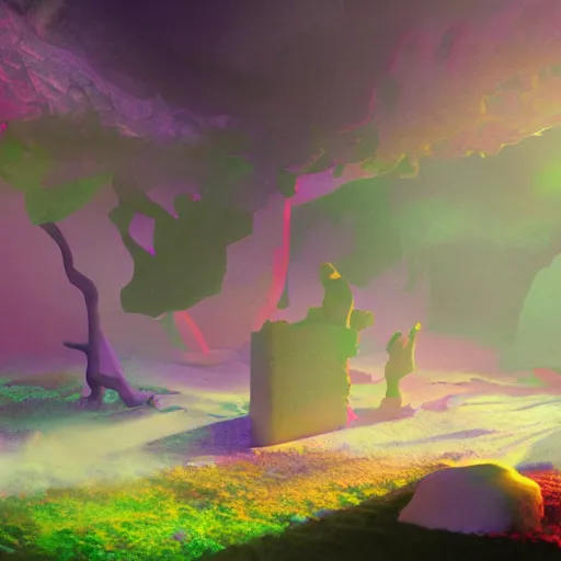 Image similar to vfx, unreal engine render, claymation style, colourful, volumetric light, digital painting, digital illustration, dramatic light,