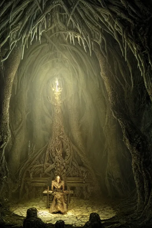 Image similar to draug at the crypt in the forest, intricate, ethereal, by luis royo, hyper detailed, weta digital, ray trace, unreal engine, trending on artist, beautifully lit, cinematic, soft light, photorealistic, volumetric, realistic, glossy, 8 k post - production, masterpiece, luxury, smooth